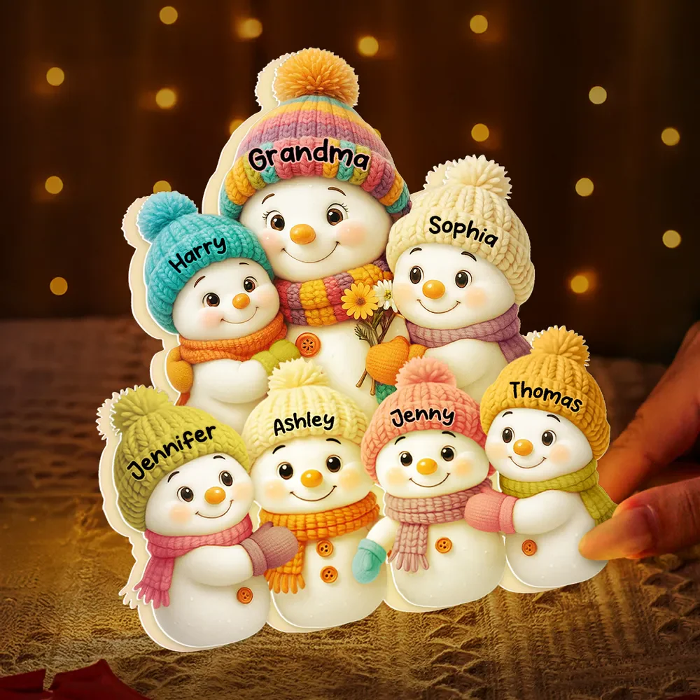 Snowman Grandma and Grandkids Personalized LED Light Box Christmas Gift for Family - Image 2