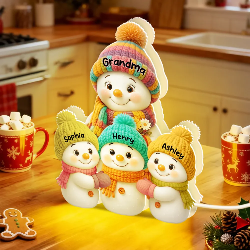 Snowman Grandma and Grandkids Personalized LED Light Box Christmas Gift for Family - Image 4