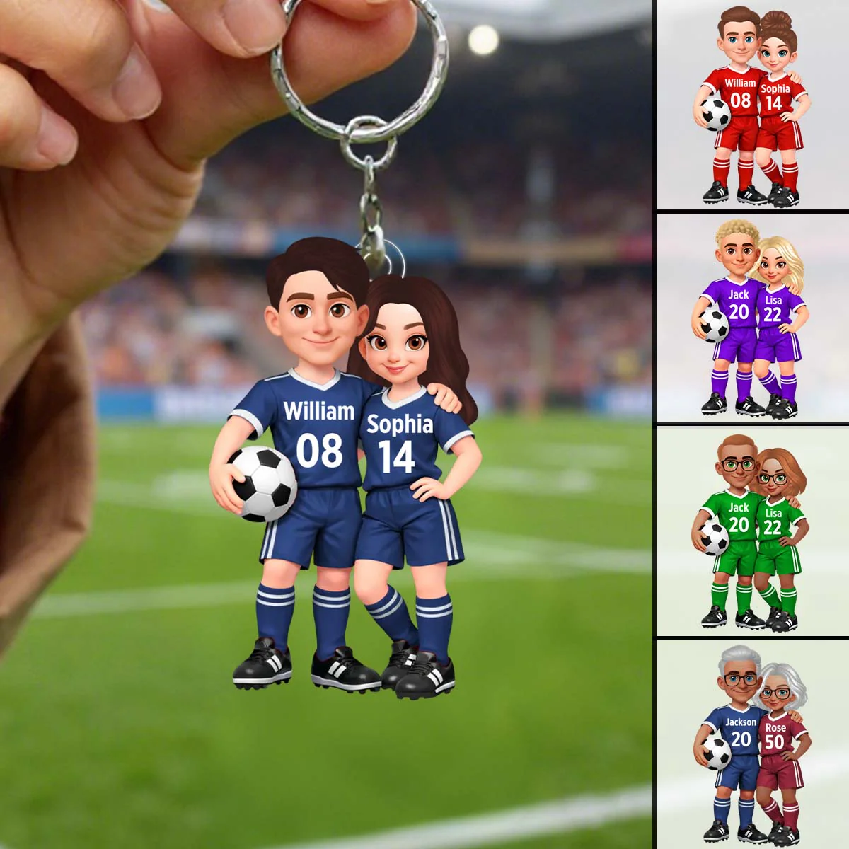 Soccer Couple I'll Always Be Your Biggest Fan Custom Action Figure - Personalized Acrylic Keychain - Image 2