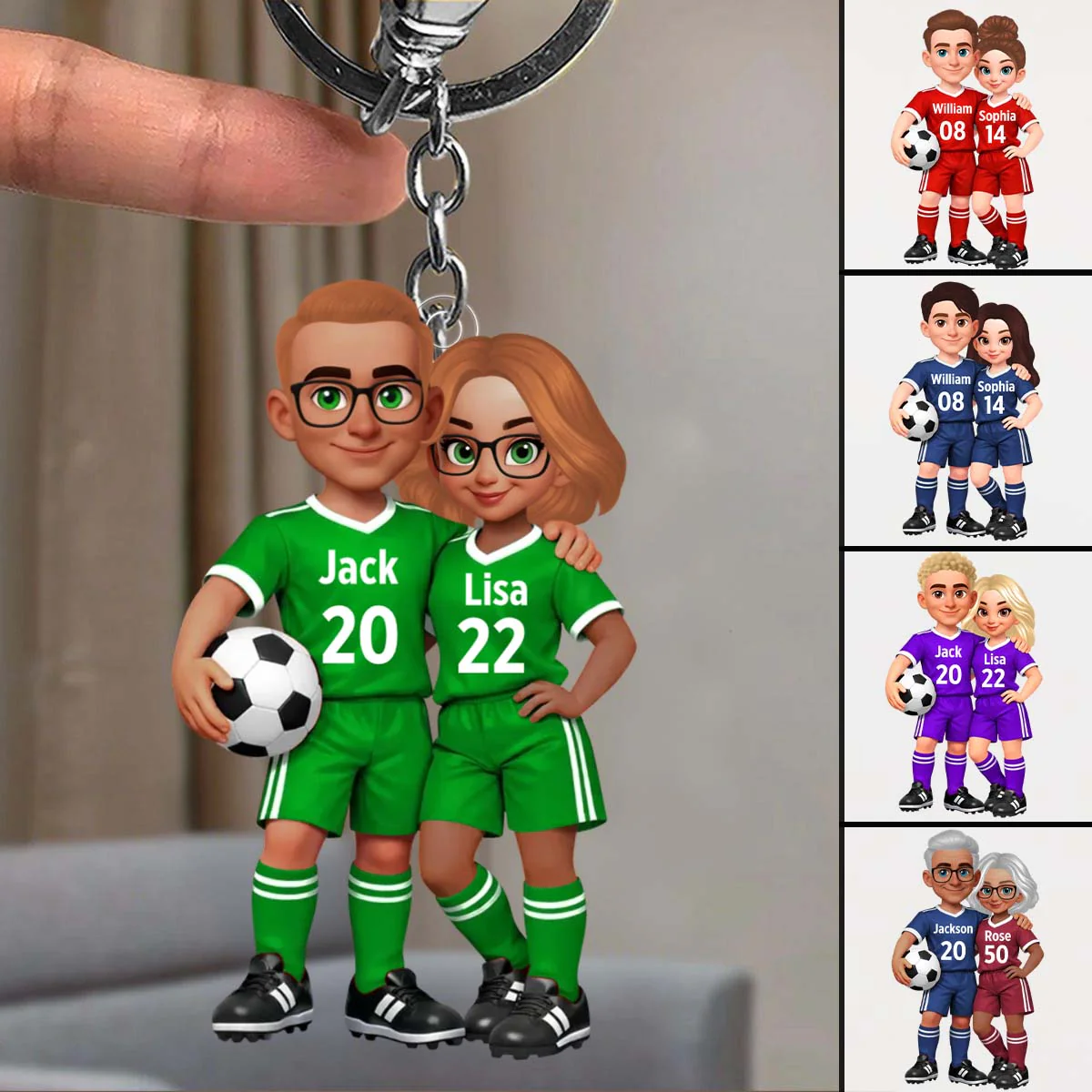 Soccer Couple I'll Always Be Your Biggest Fan Custom Action Figure - Personalized Acrylic Keychain - Image 4