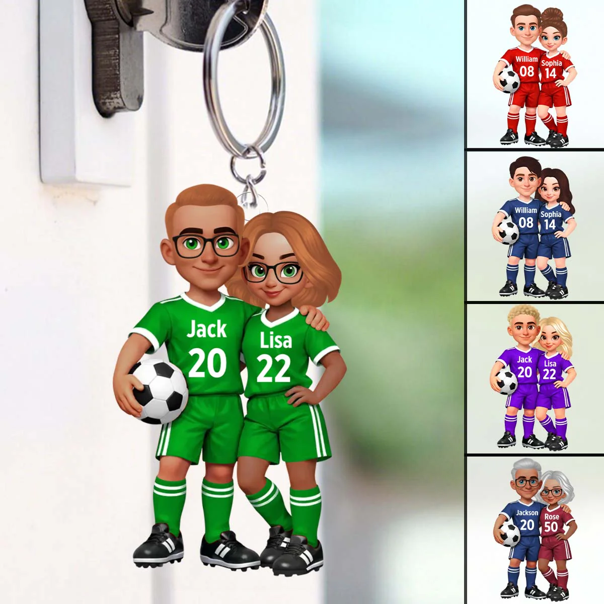 Soccer Couple I'll Always Be Your Biggest Fan Custom Action Figure - Personalized Acrylic Keychain - Image 5