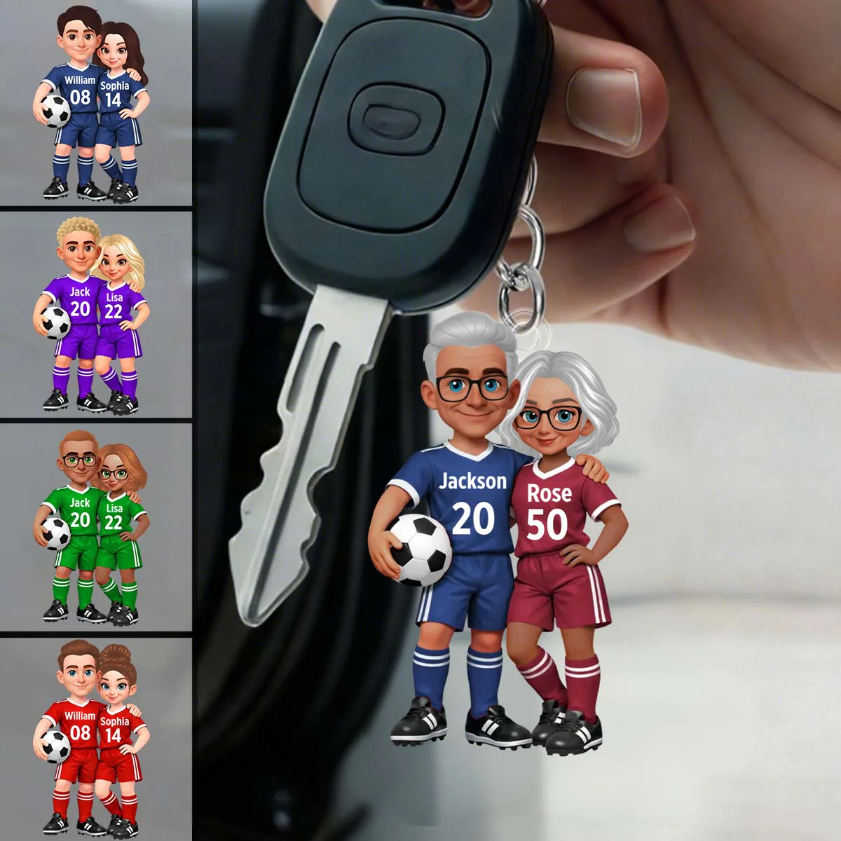 Soccer Couple I'll Always Be Your Biggest Fan Custom Action Figure - Personalized Acrylic Keychain - Image 6