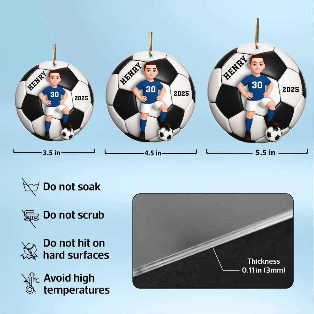 Soccer Girl Boy - Personalized Acrylic Ornament Christmas Gift For Daughter, Gift For Son - Image 11