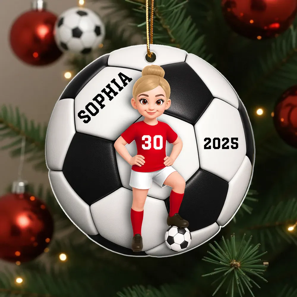 Soccer Girl Boy - Personalized Acrylic Ornament Christmas Gift For Daughter, Gift For Son - Image 2