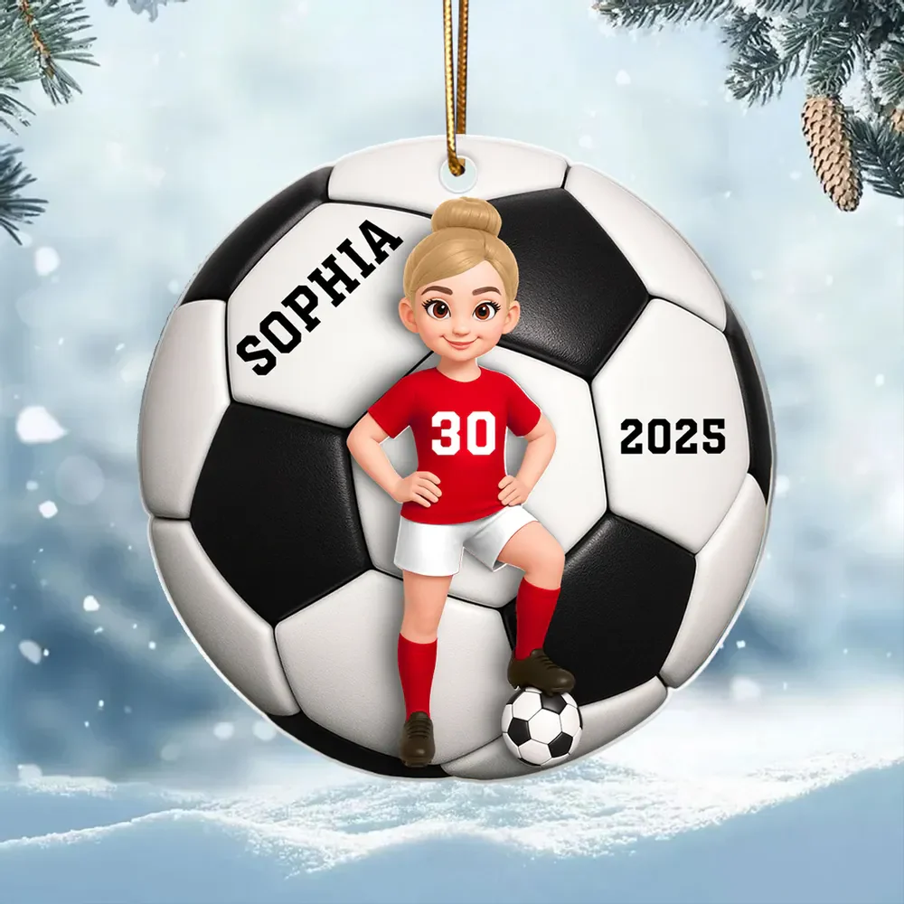 Soccer Girl Boy - Personalized Acrylic Ornament Christmas Gift For Daughter, Gift For Son - Image 4