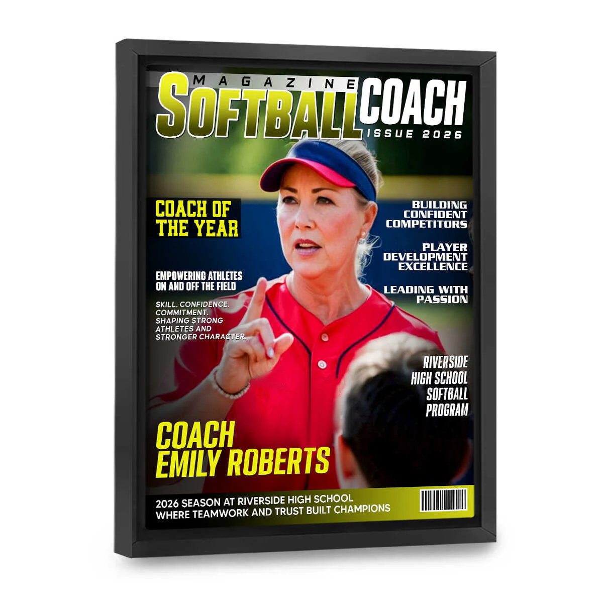 Softball Coach Magazine Cover Canvas, Personalized Coach Appreciation Gift, Thank You Softball Coach Wall Art, End Of Season Coach Keepsake - Image 2