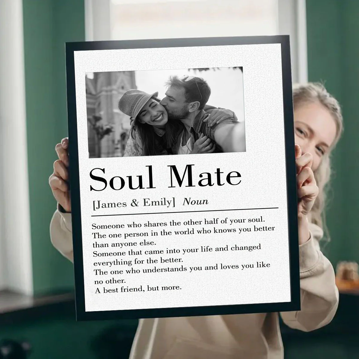 Soul Mate - Personalized Custom Couple Photo and Name Canvas Poster Valentine's Gift for Him, Her - Image 2