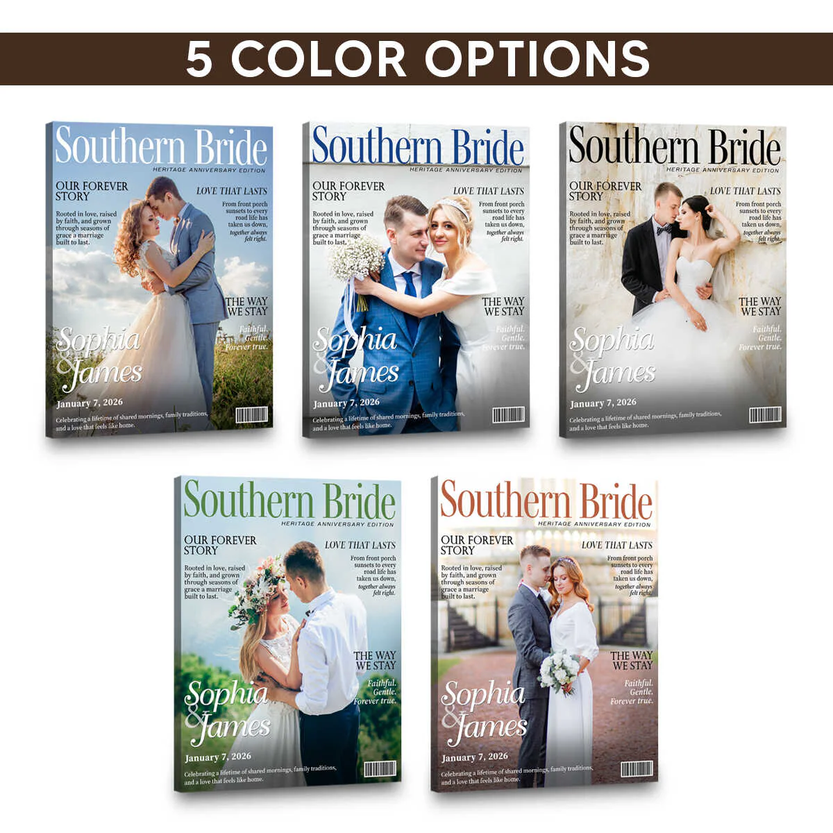 Southern Bride Magazine Cover, Personalized Wedding Canvas, Timeless Southern Love Keepsake - Image 2