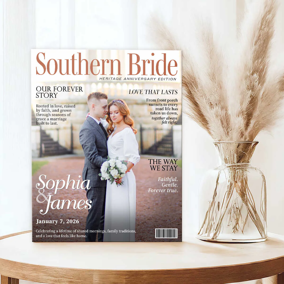 Southern Bride Magazine Cover, Personalized Wedding Canvas, Timeless Southern Love Keepsake - Image 3
