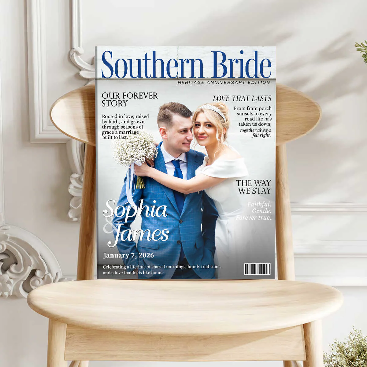 Southern Bride Magazine Cover, Personalized Wedding Canvas, Timeless Southern Love Keepsake - Image 4