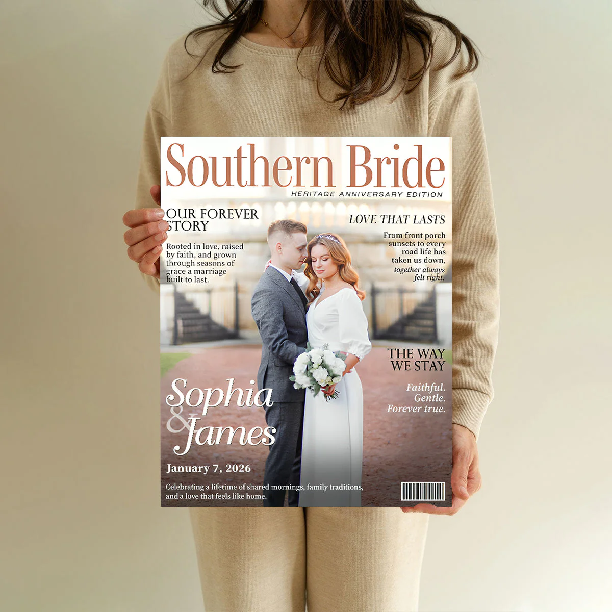 Southern Bride Magazine Cover, Personalized Wedding Canvas, Timeless Southern Love Keepsake - Image 5