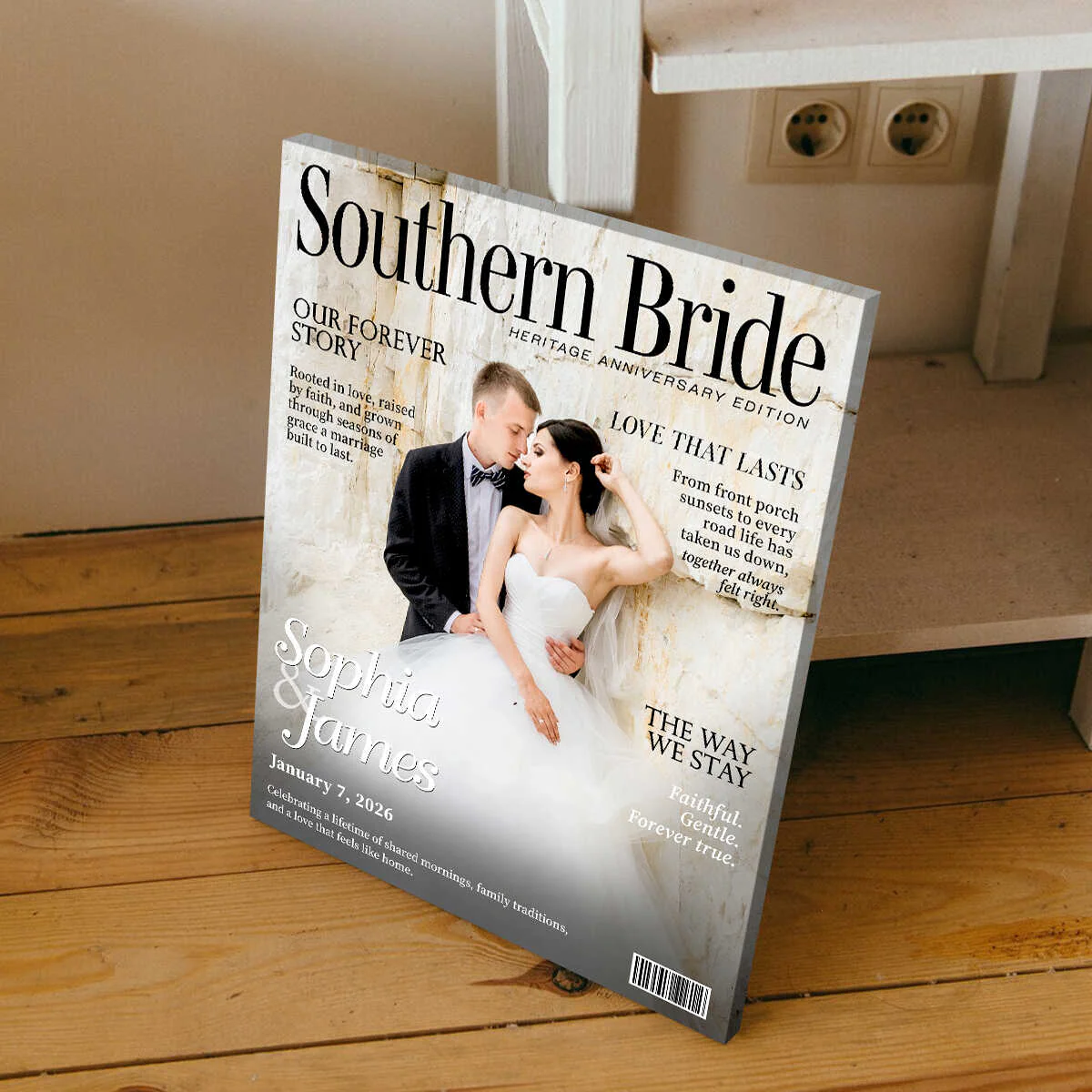 Southern Bride Magazine Cover, Personalized Wedding Canvas, Timeless Southern Love Keepsake - Image 7