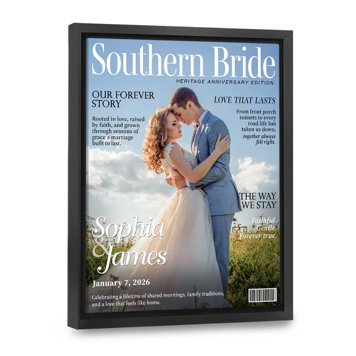 Southern Bride Magazine Cover, Personalized Wedding Canvas, Timeless Southern Love Keepsake - Image 8