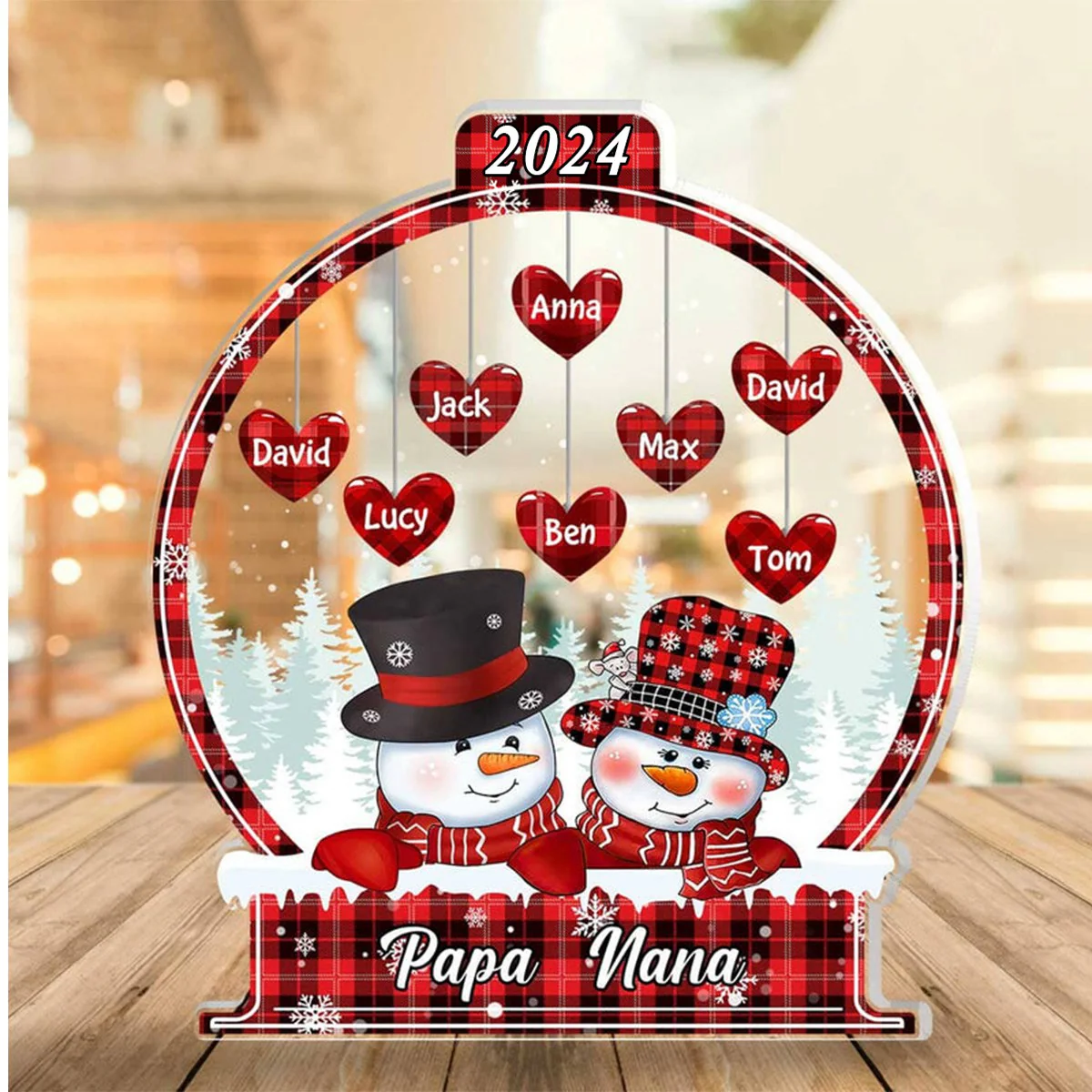 Sparkling Christmas Snowman Personalized Acrylic Plaque - Image 2