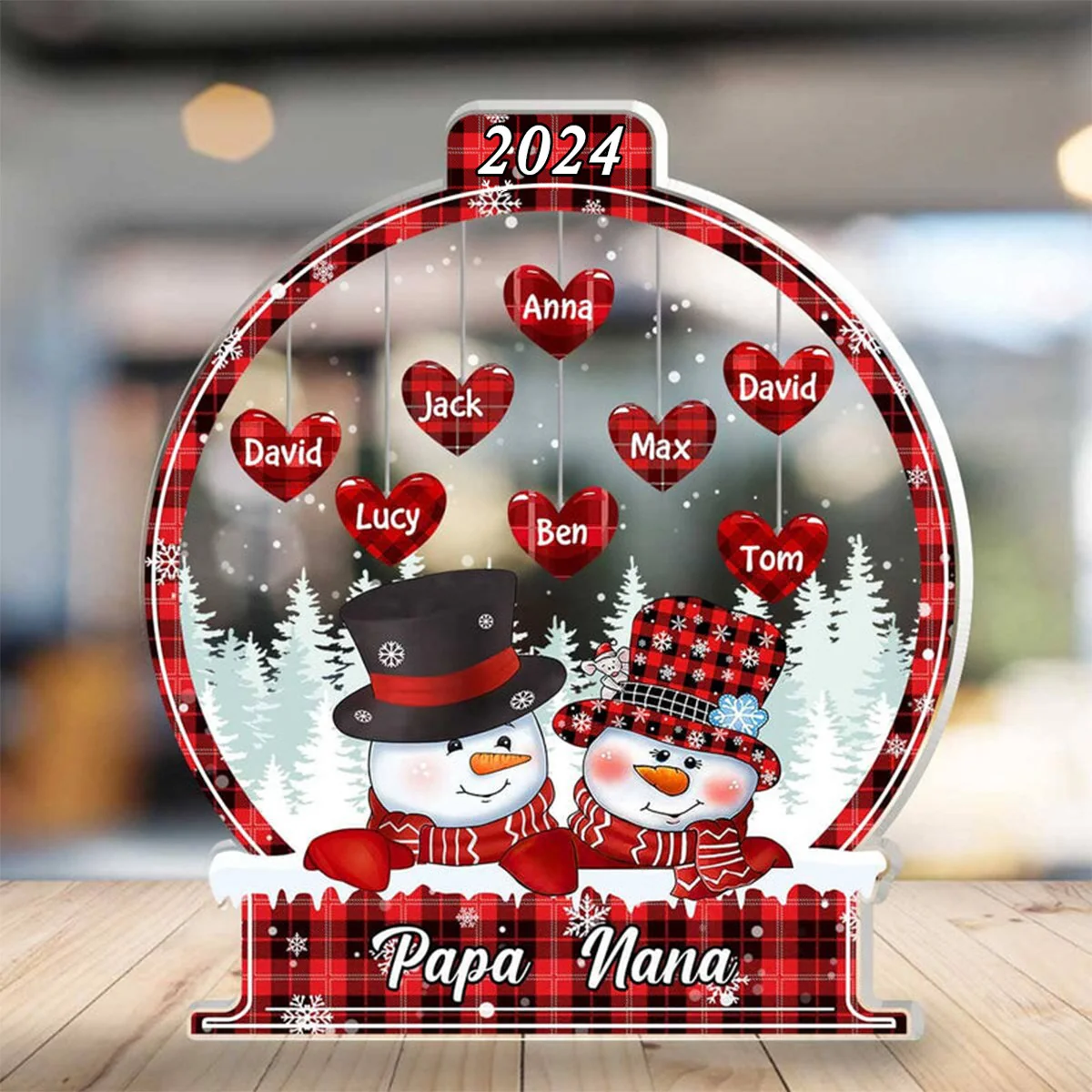 Sparkling Christmas Snowman Personalized Acrylic Plaque - Image 3