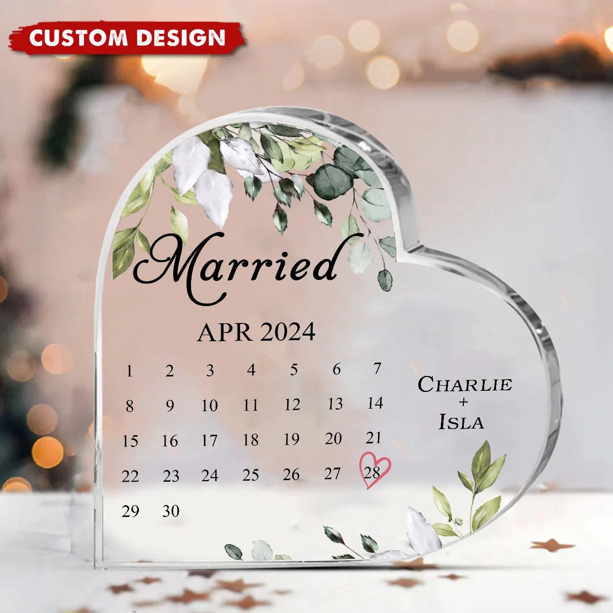 Special Day In 2024 Engagement Gift - Personalized Acrylic Plaque - Image 3
