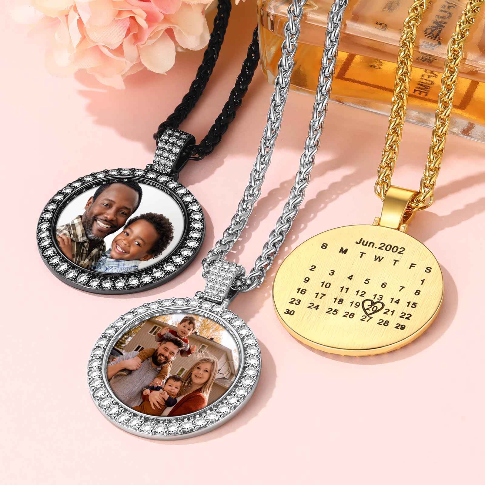 Special Day Personalized Calendar Photo Necklace With Cubic Zirconia - Image 8