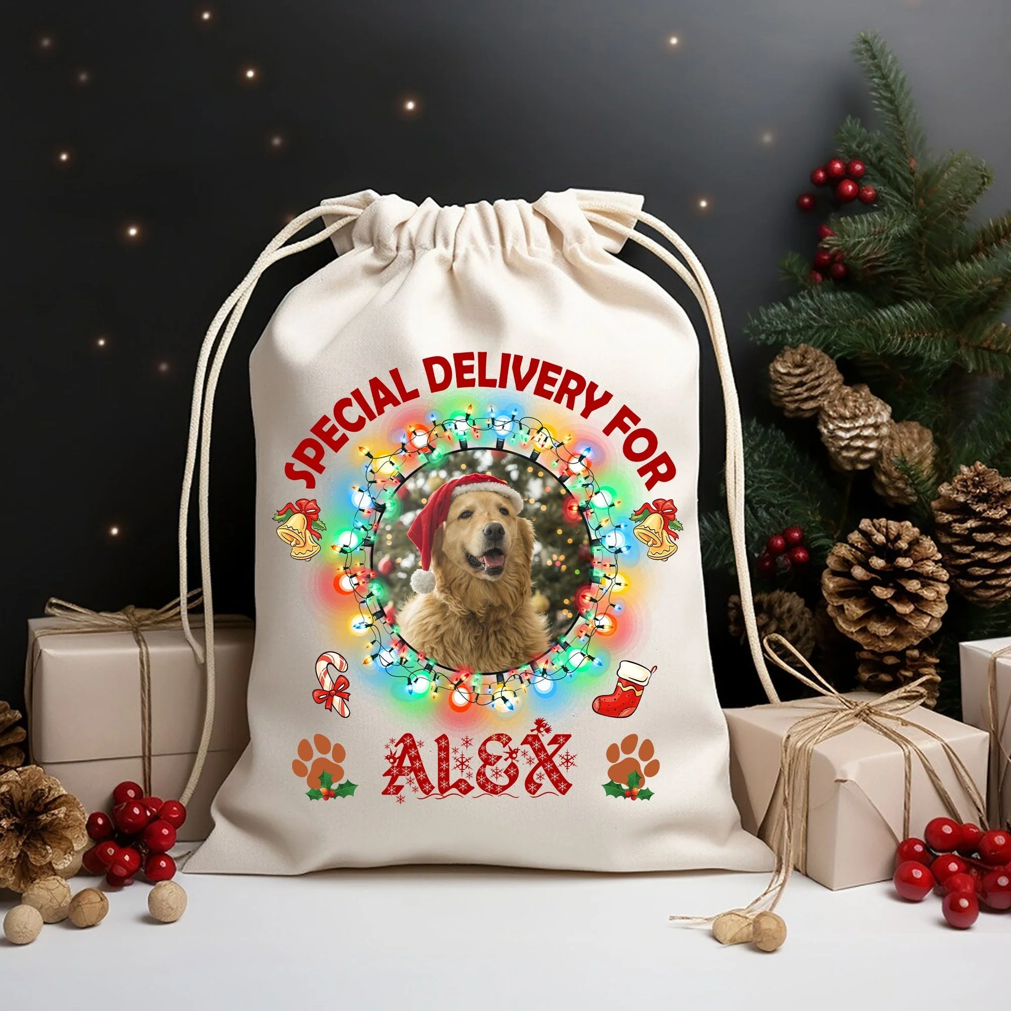 Special Delivery For Pet - Custom Photo And Name, Personalized String Bag, Gift For Pet Lover, Christmas Gift - Image 4