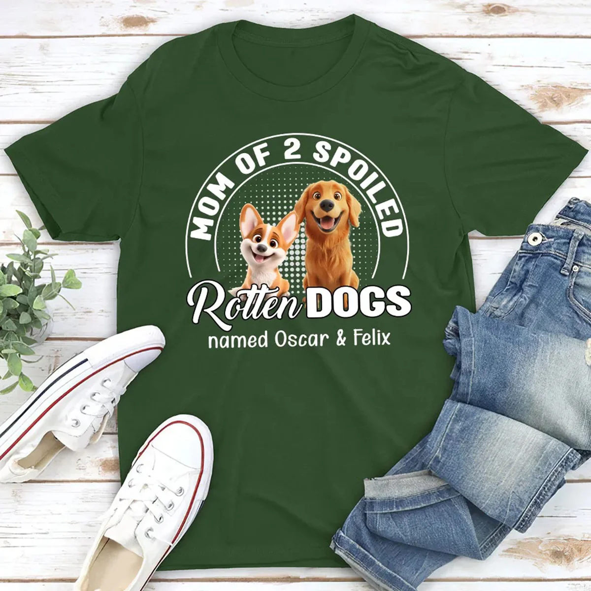 Spoiled Rotten Dog Chibi Cartoon - Personalized Pure Cotton T shirt Gift For Dad Mom - Image 3
