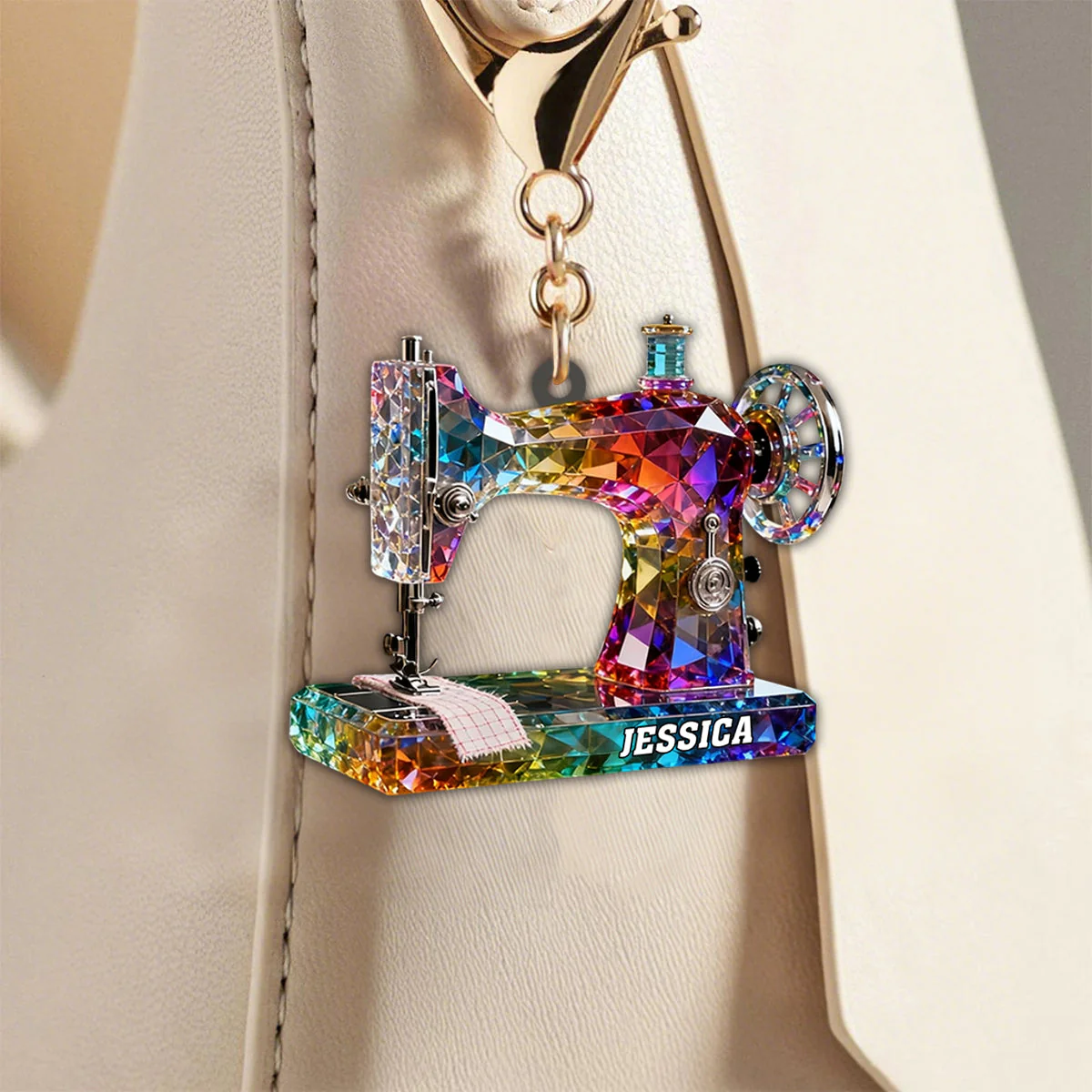 Stained Glass Effect Sewing Machine Custom Name Acrylic Keychain, Gift For A Tailor - Image 7