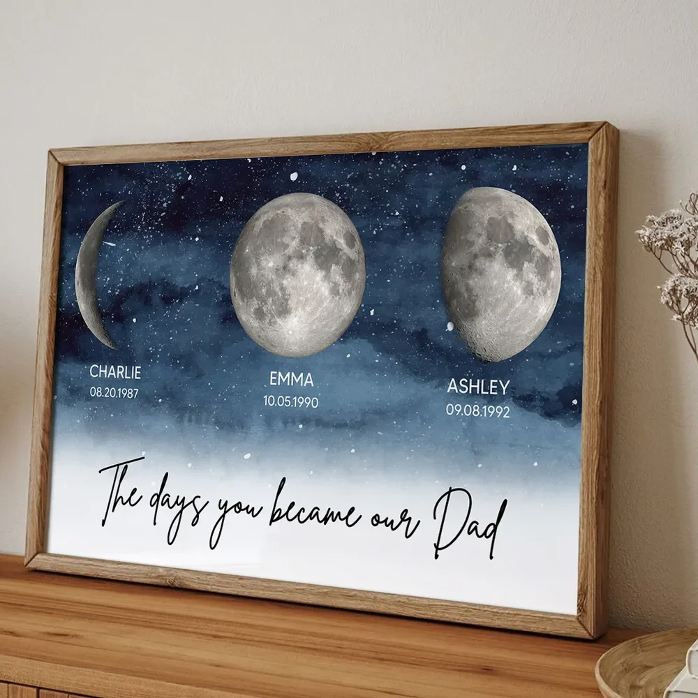 Starry Night Birth Moon Phase The Days You Became Our Dad Personalized Poster - Image 5
