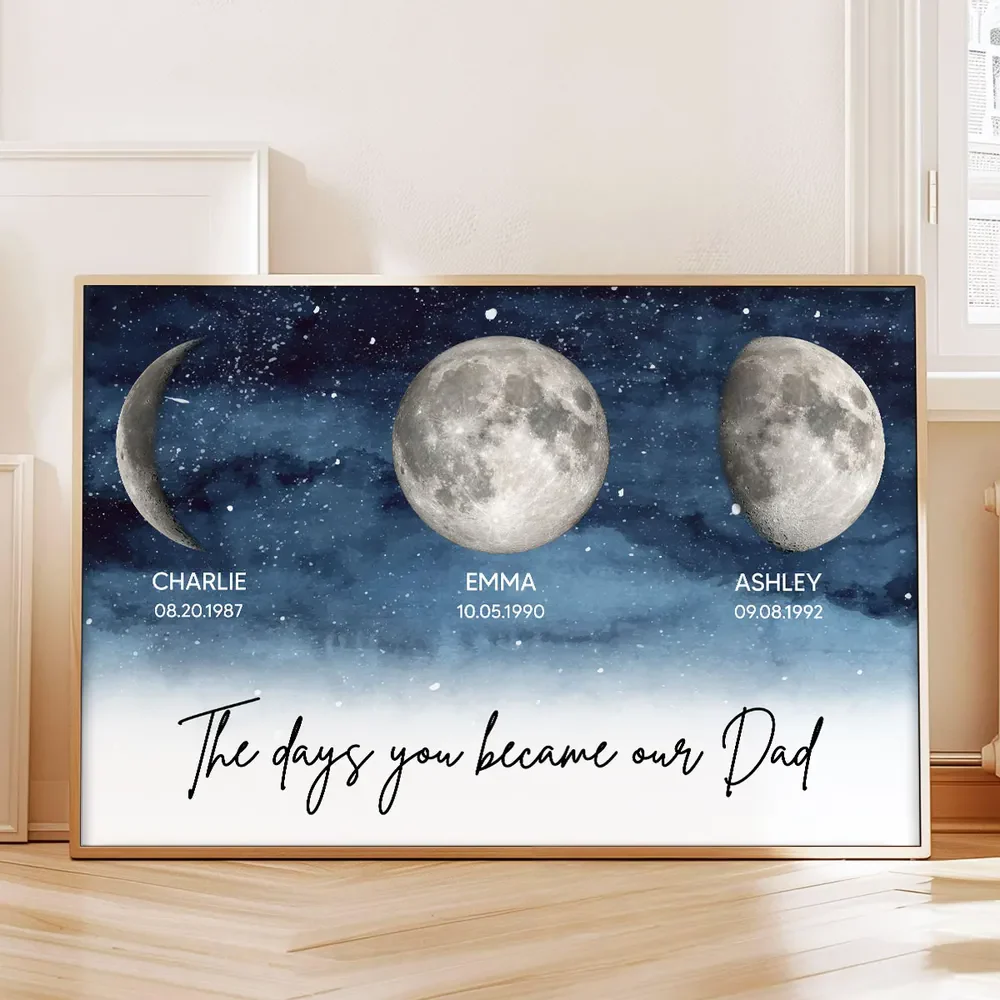 Starry Night Birth Moon Phase The Days You Became Our Dad Personalized Poster - Image 6