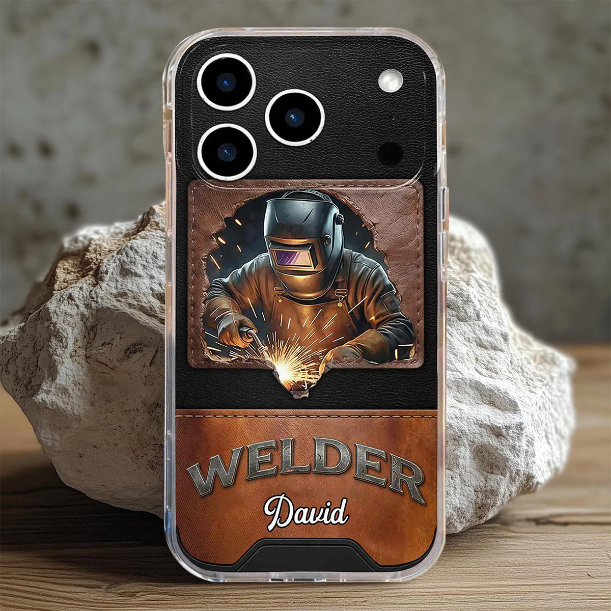 Strong Welder Personalized Clear Phone Case, Gift For Welders - Image 2