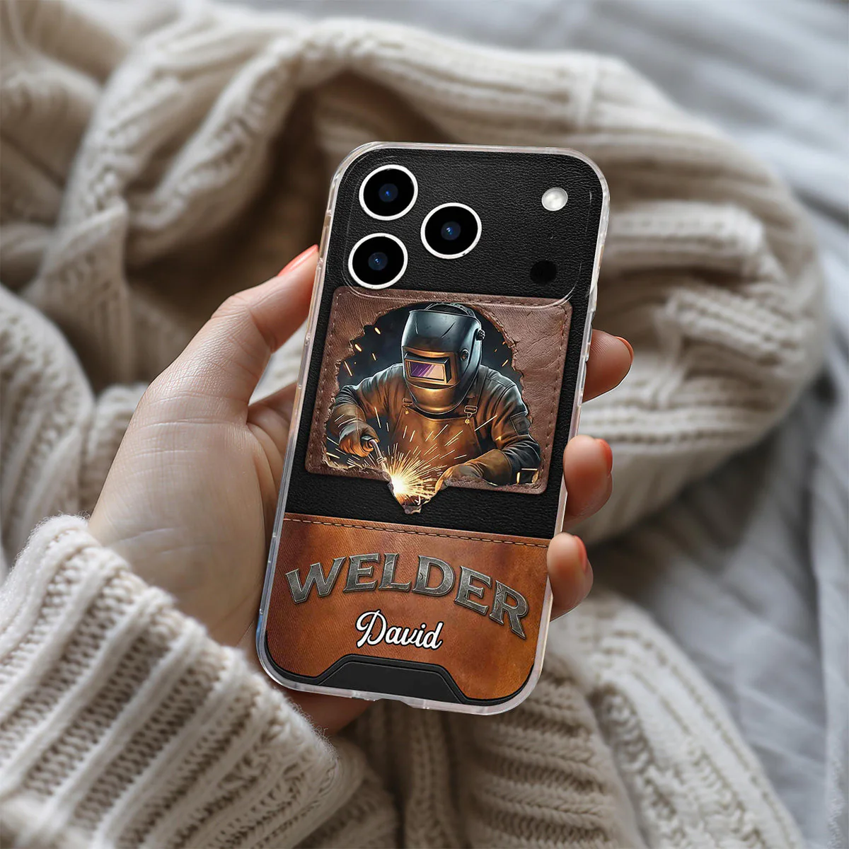 Strong Welder Personalized Clear Phone Case, Gift For Welders - Image 5