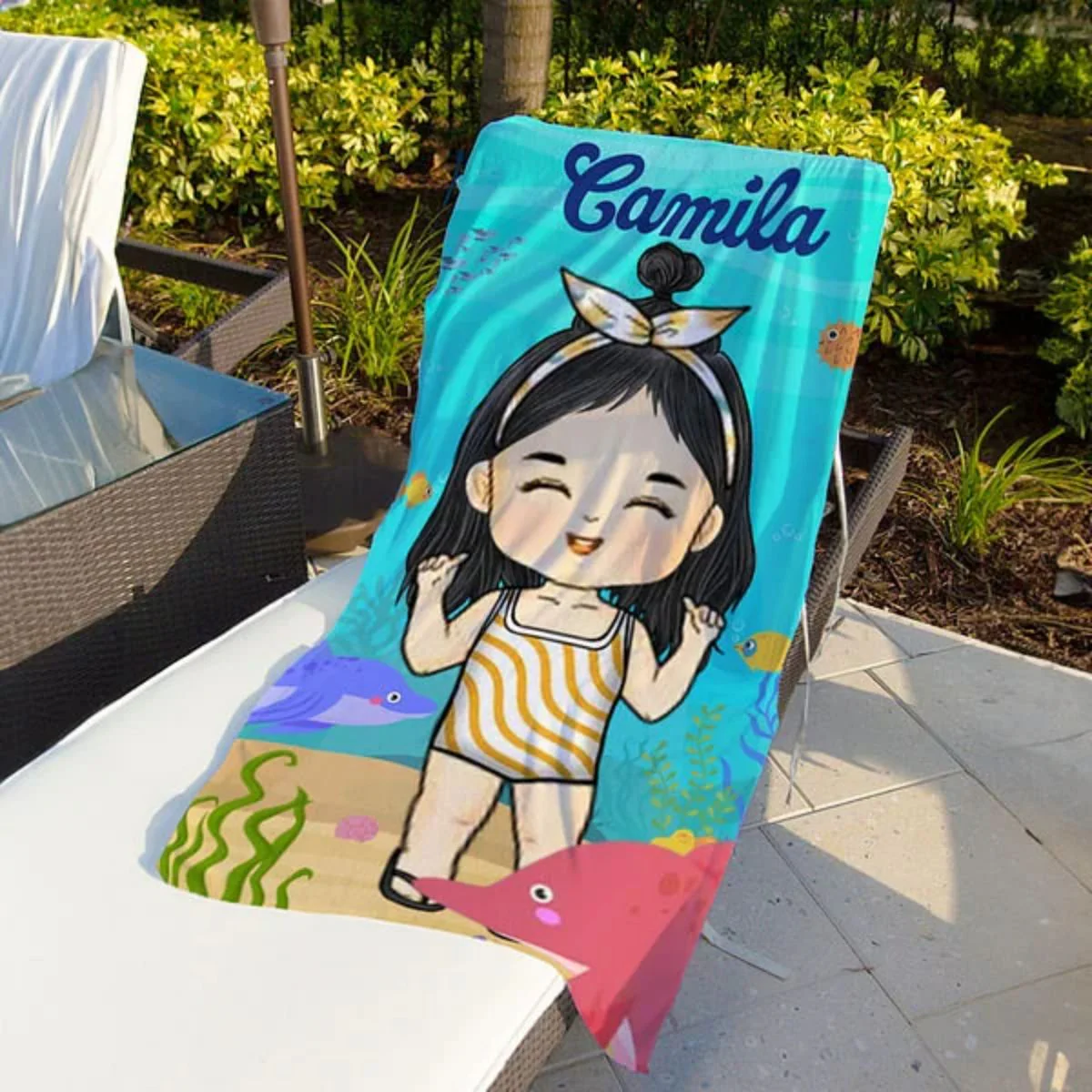 Summer, Beach, Pool, Travel And Kid - Family Personalized Beach Towel - Image 8