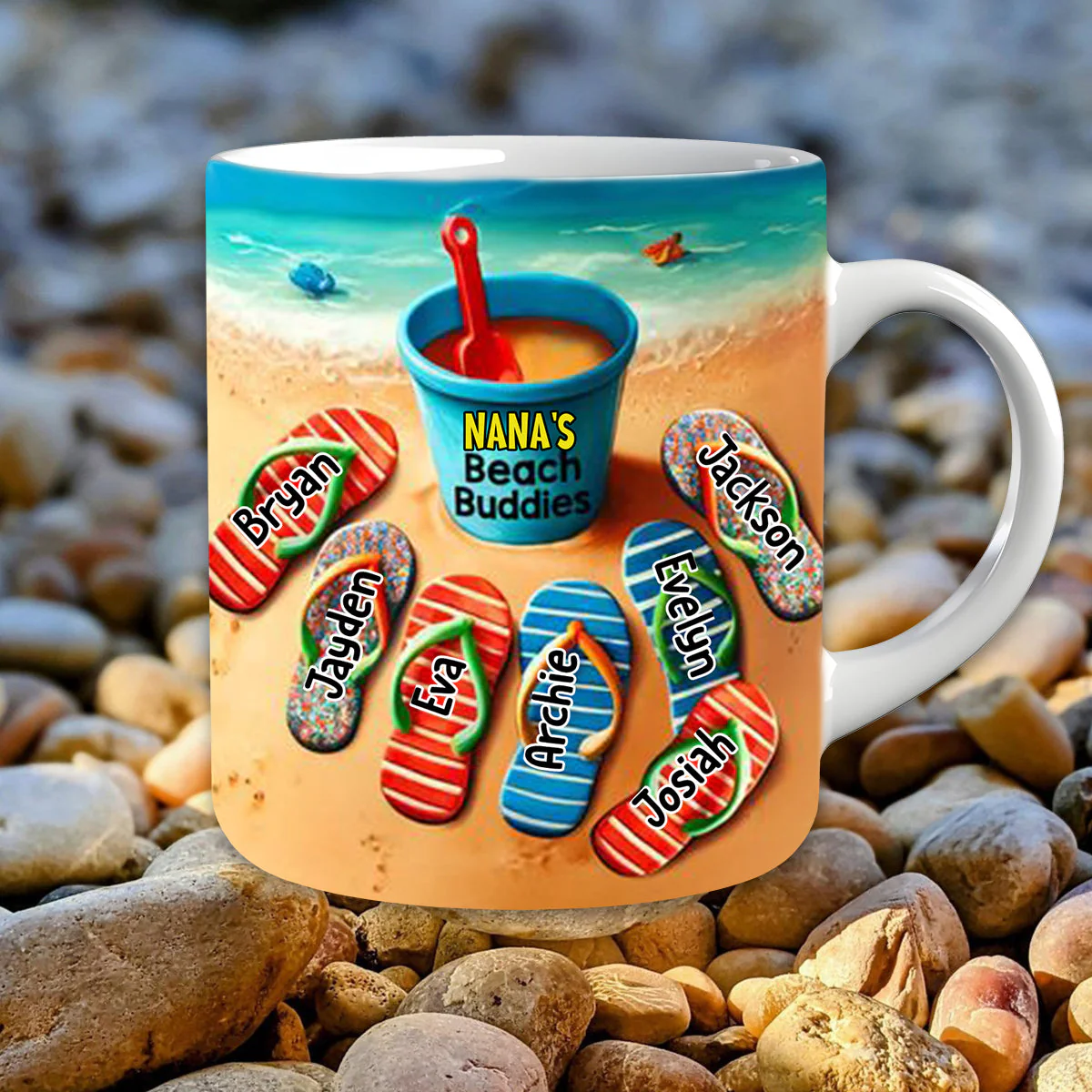 Summer Flip Flop Grandma's Beach Buddies Personalized Mug - Image 2