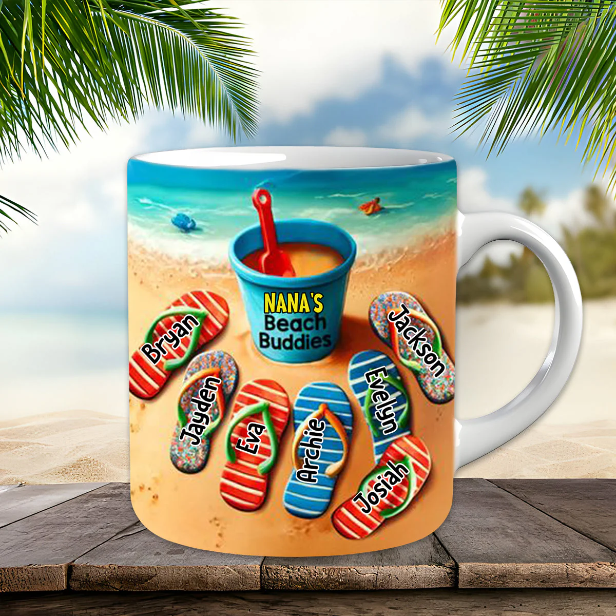 Summer Flip Flop Grandma's Beach Buddies Personalized Mug - Image 3
