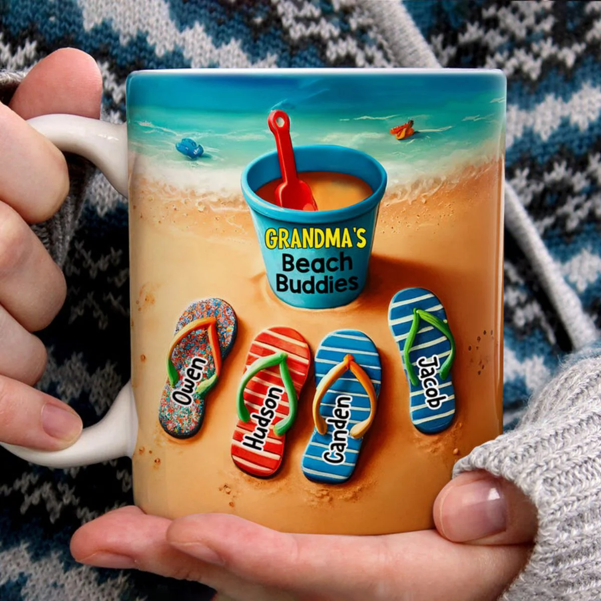 Summer Flip Flop Grandma's Beach Buddies Personalized Mug - Image 5