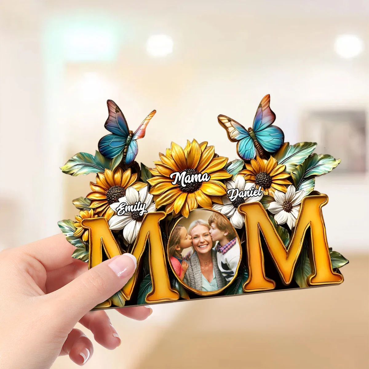 Sunflower Mom - Personalized Mother Custom Acrylic Plaque - Image 3