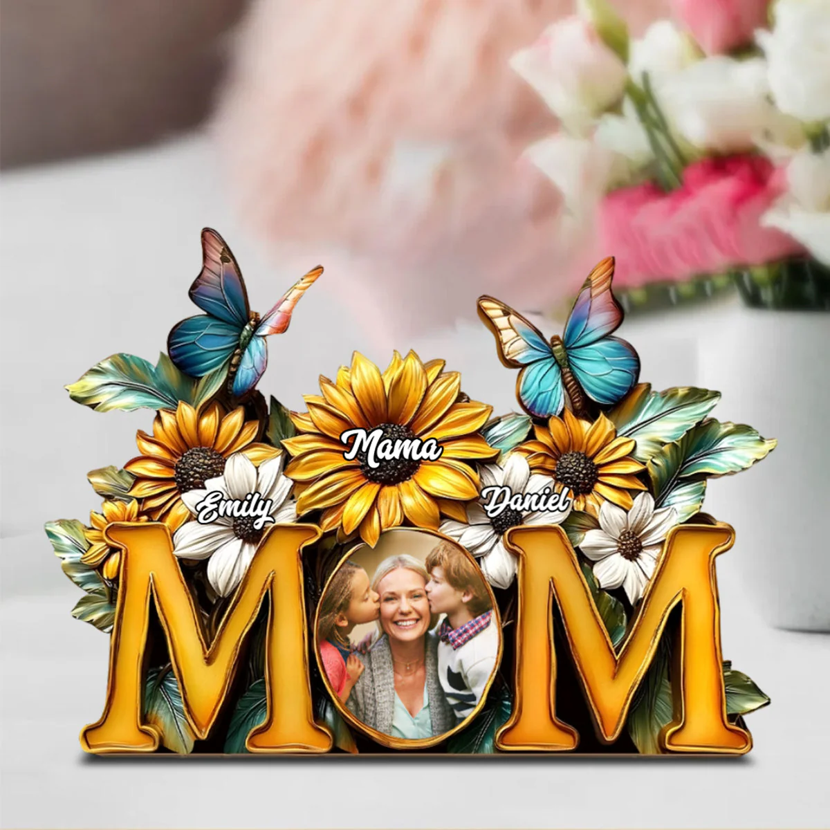 Sunflower Mom - Personalized Mother Custom Acrylic Plaque - Image 4