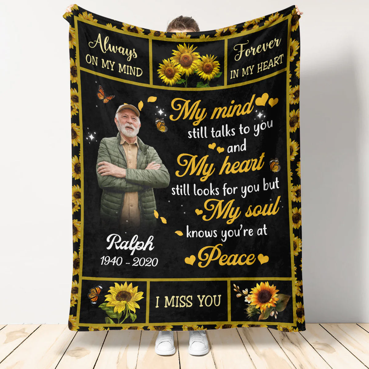 Sunflower My Mind Still Talk To You - Personalized Blanket - Memorial - Image 2