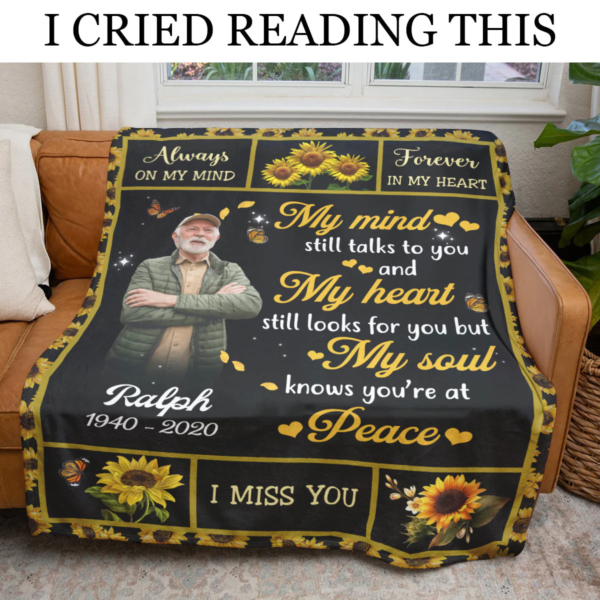 Sunflower My Mind Still Talk To You - Personalized Blanket - Memorial - Image 3