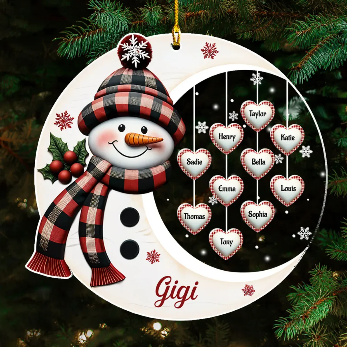 Sweetheart Of Nana Personalized Snowman Acrylic Ornament - Image 2