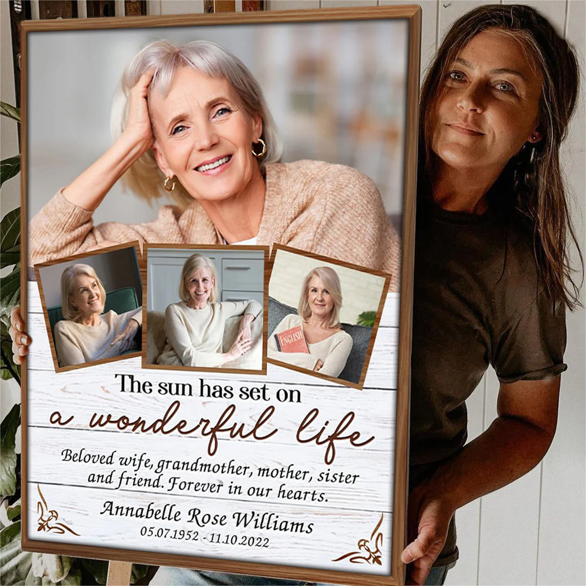 Sympathy Gift For Loved One In Loving Memory Personalized Photo Collage Canvas Poster - Image 2