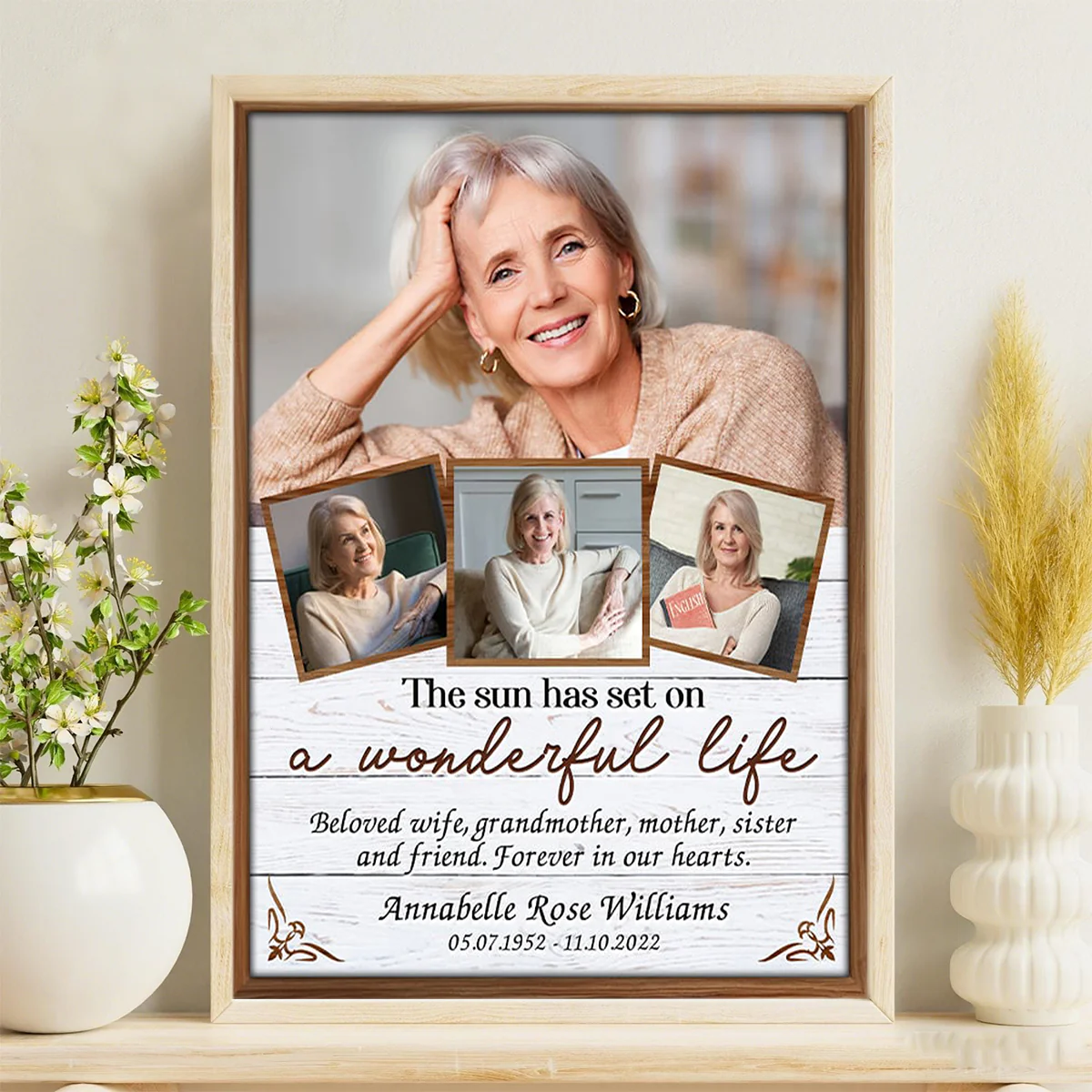 Sympathy Gift For Loved One In Loving Memory Personalized Photo Collage Canvas Poster - Image 3