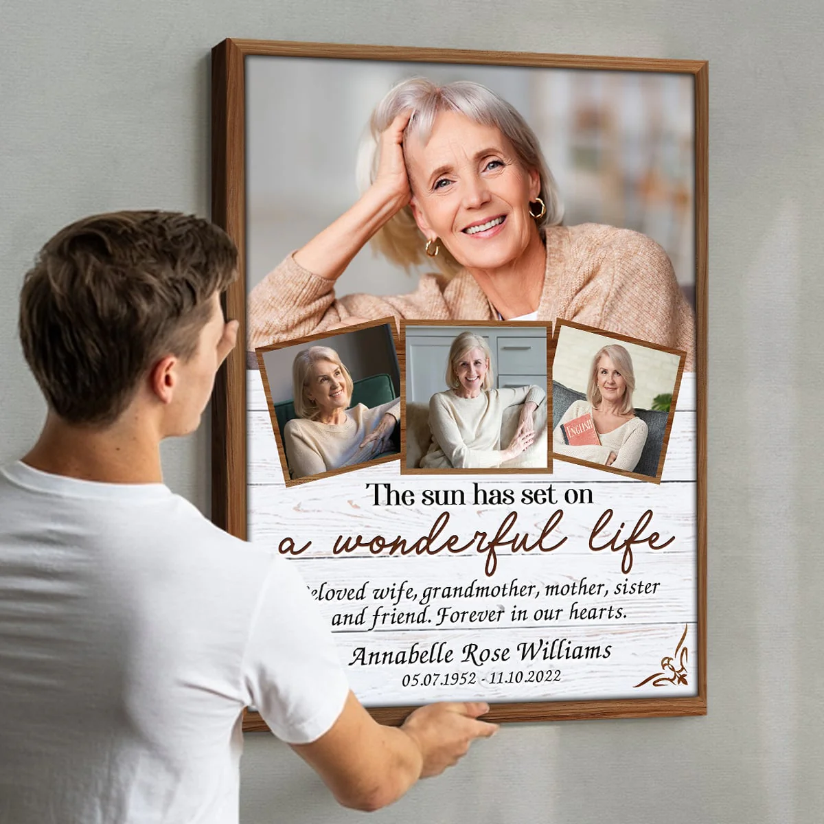 Sympathy Gift For Loved One In Loving Memory Personalized Photo Collage Canvas Poster - Image 4