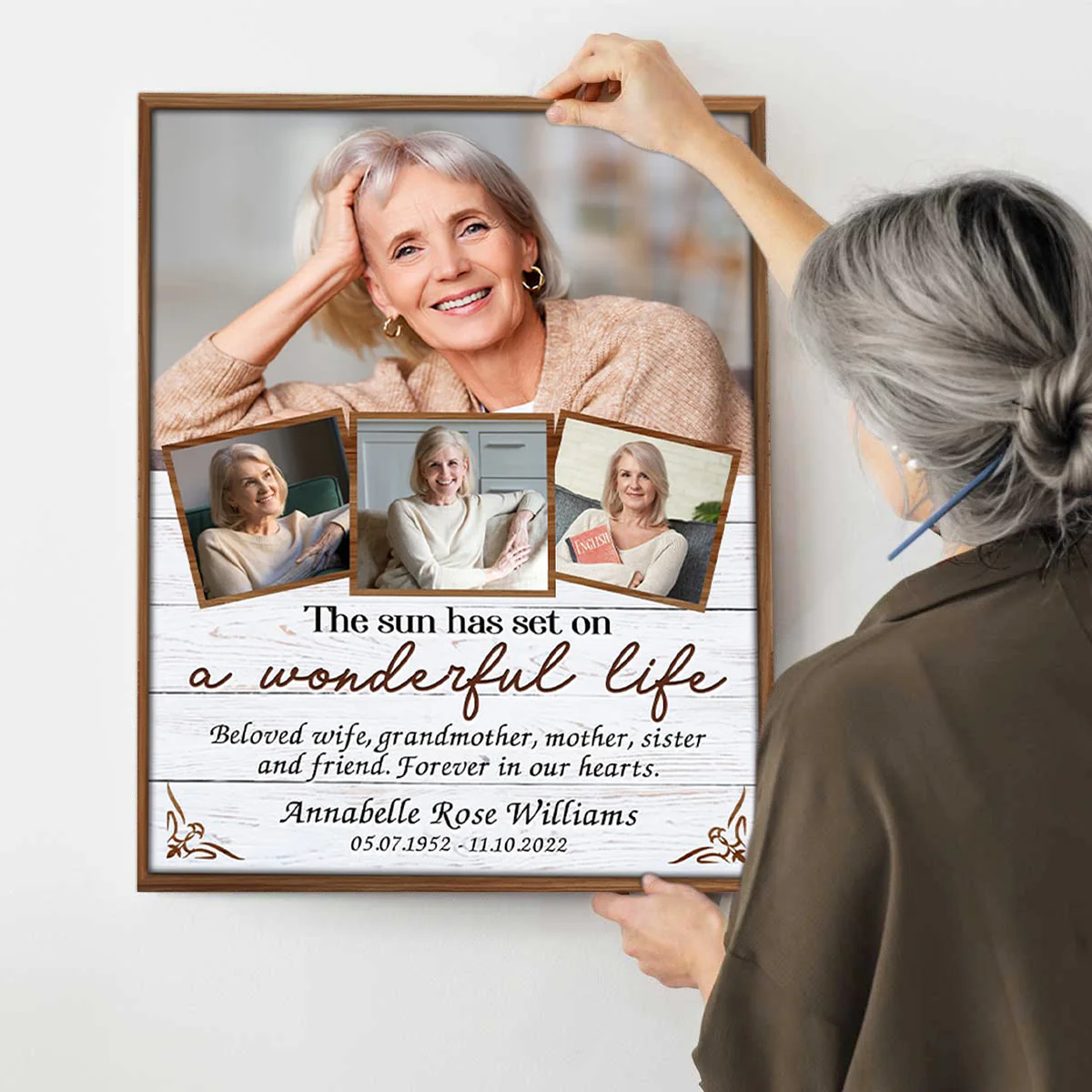 Sympathy Gift For Loved One In Loving Memory Personalized Photo Collage Canvas Poster - Image 6