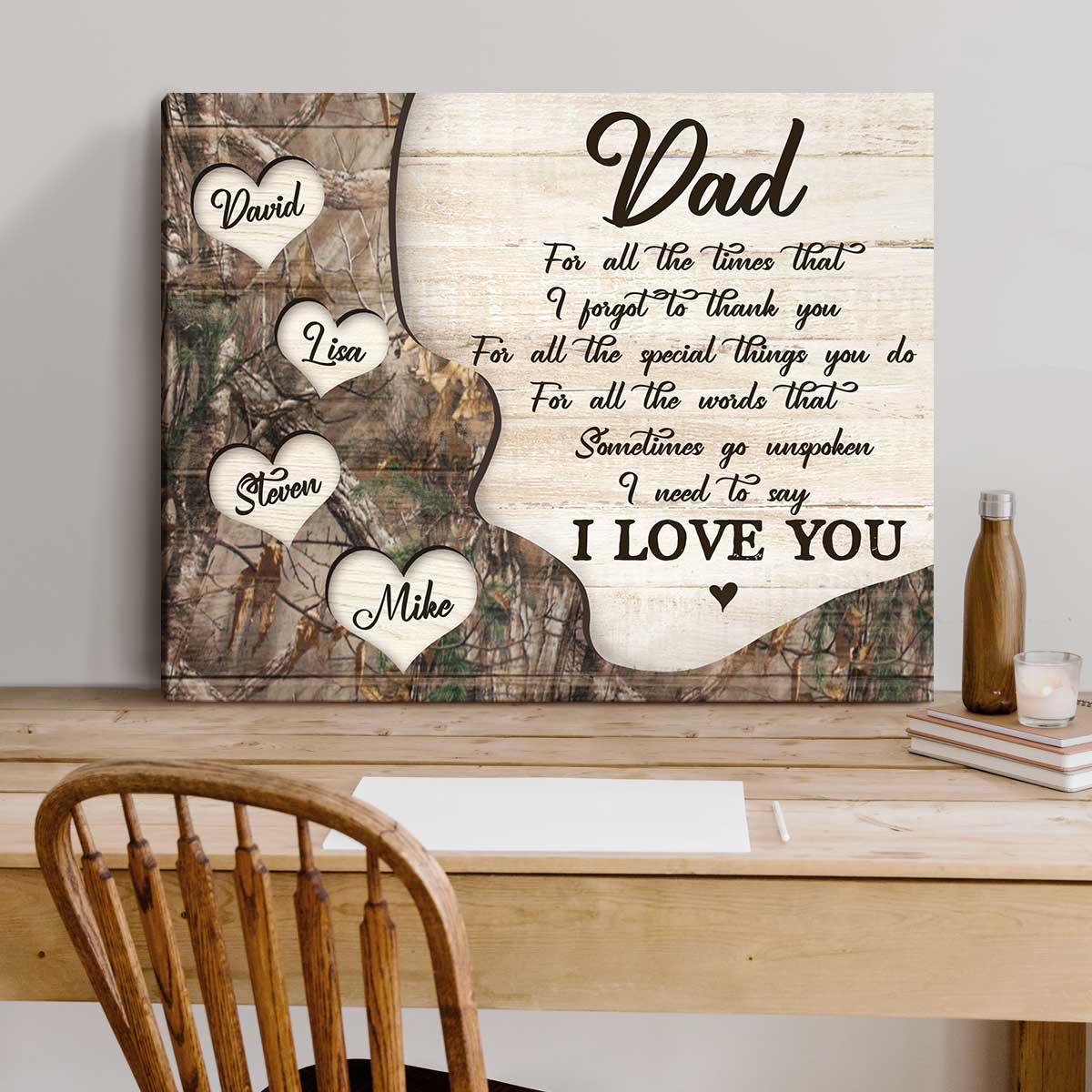 Thank You Dad Gift with Kids Names, Father's Day Personalized Canvas Poster - Image 3