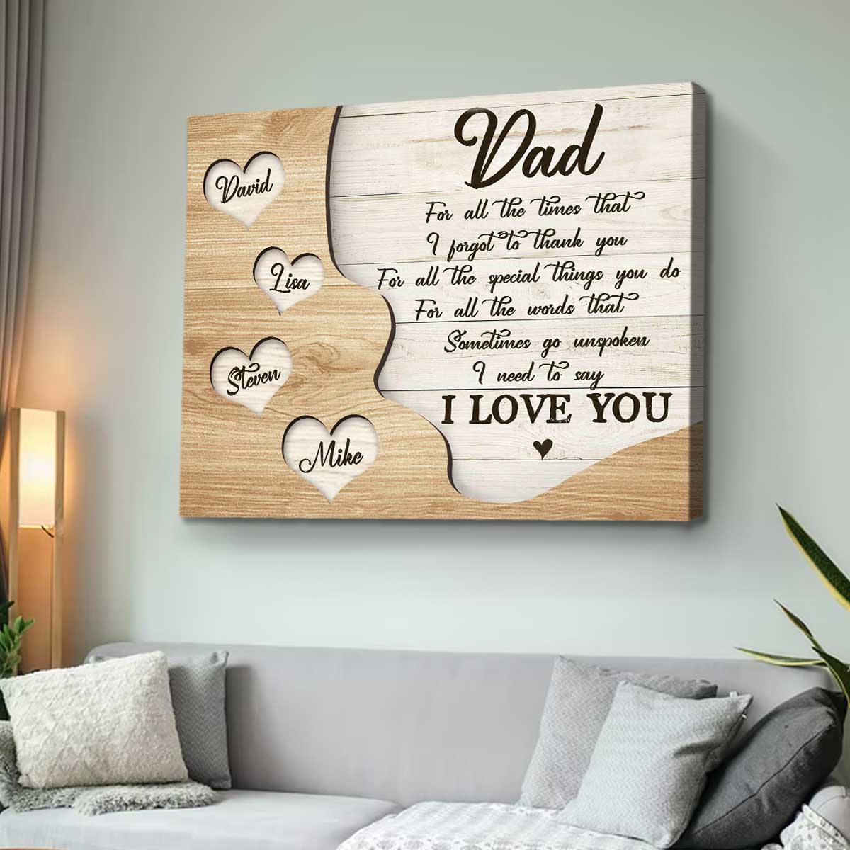 Thank You Dad Gift with Kids Names, Father's Day Personalized Canvas Poster - Image 5
