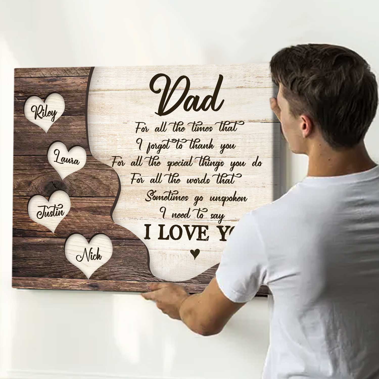 Thank You Dad Gift with Kids Names, Father's Day Personalized Canvas Poster - Image 6