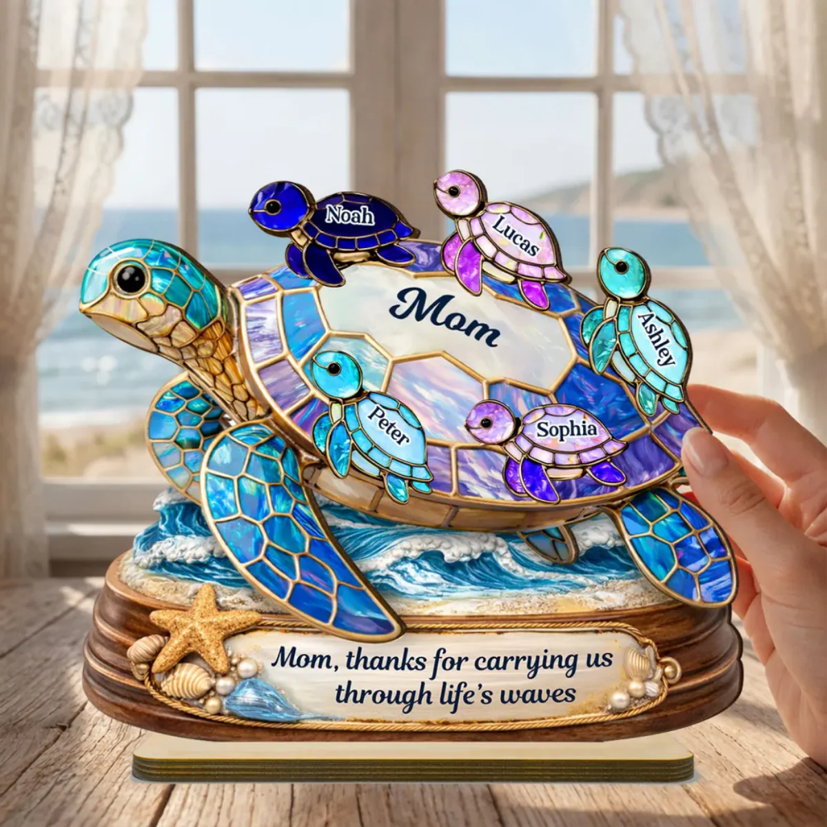 Thanks for Carrying us Through Life's Waves - Personalized Wooden Plaque - Heartfelt Mother's Day Gift for Mom, Wife - Image 4