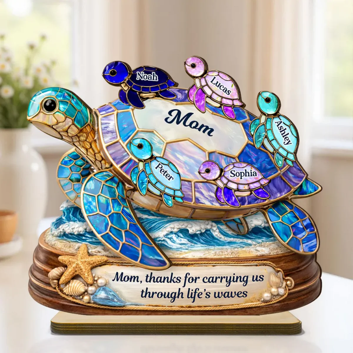 Thanks for Carrying us Through Life's Waves - Personalized Wooden Plaque - Heartfelt Mother's Day Gift for Mom, Wife - Image 5