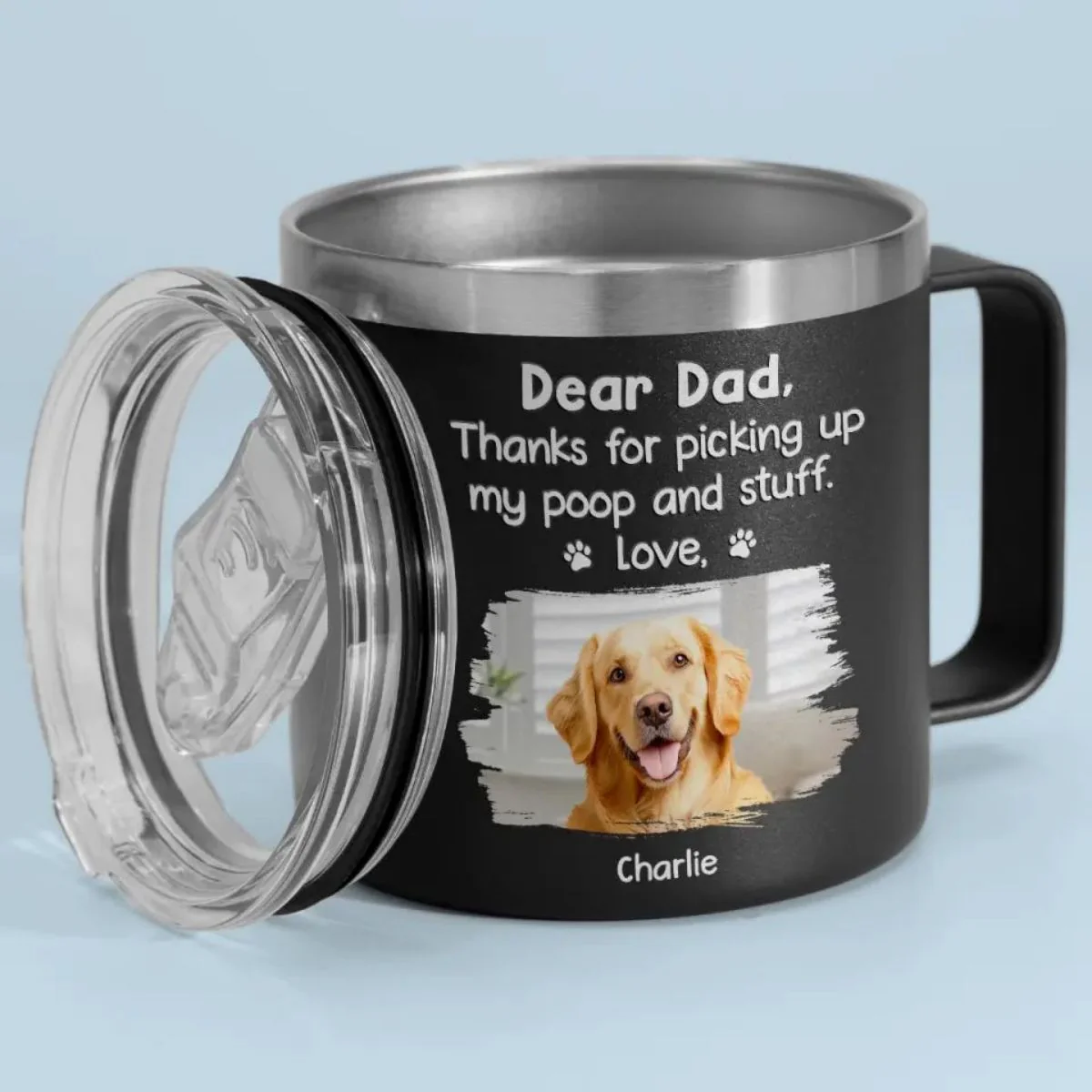 Thanks For Picking My Stuff - Dog & Cat Personalized 14oz Stainless Steel Tumbler With Handle - Image 4
