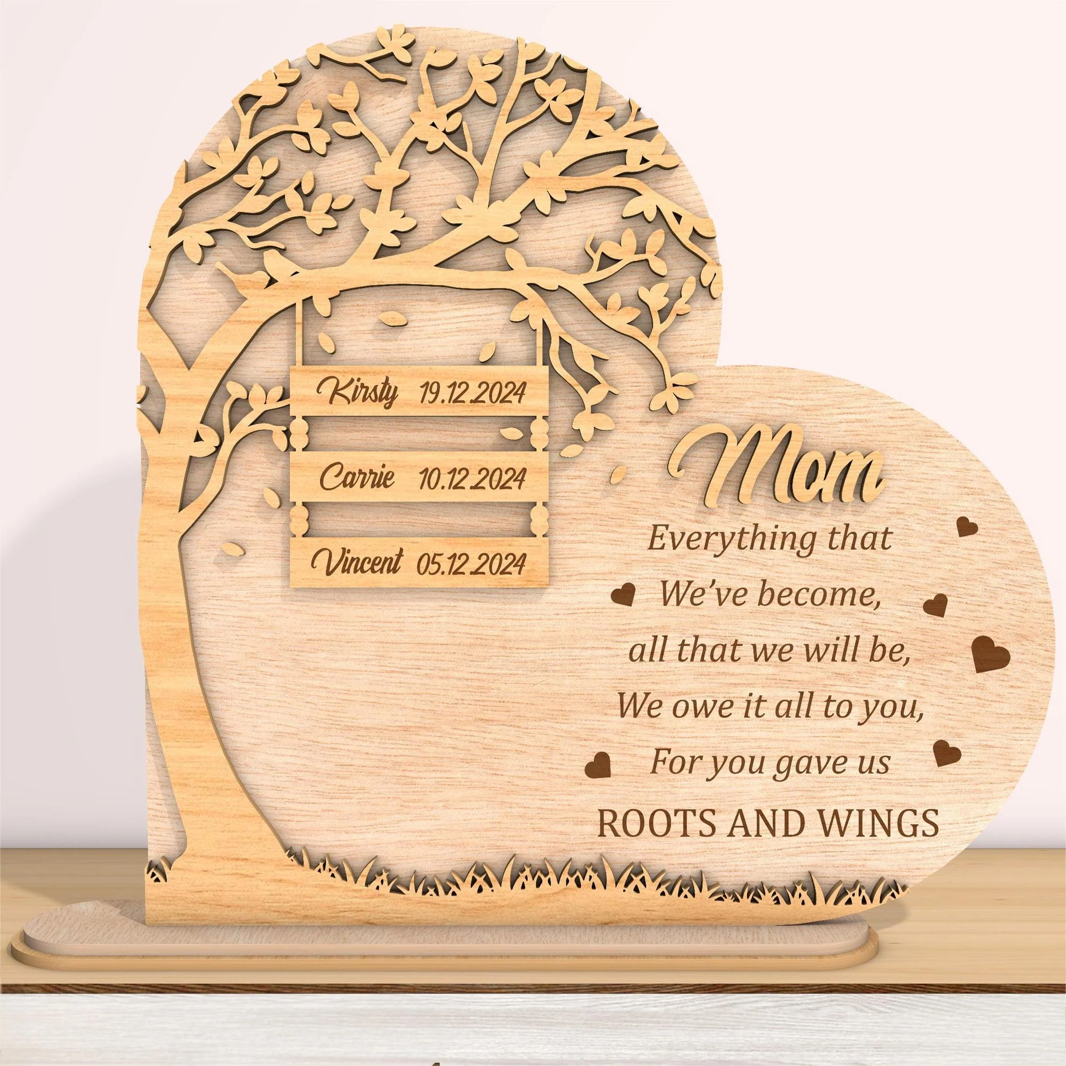 Thanks Mom Family Tree Personalization Wooden Plaque Mother's Day Gift - Image 3