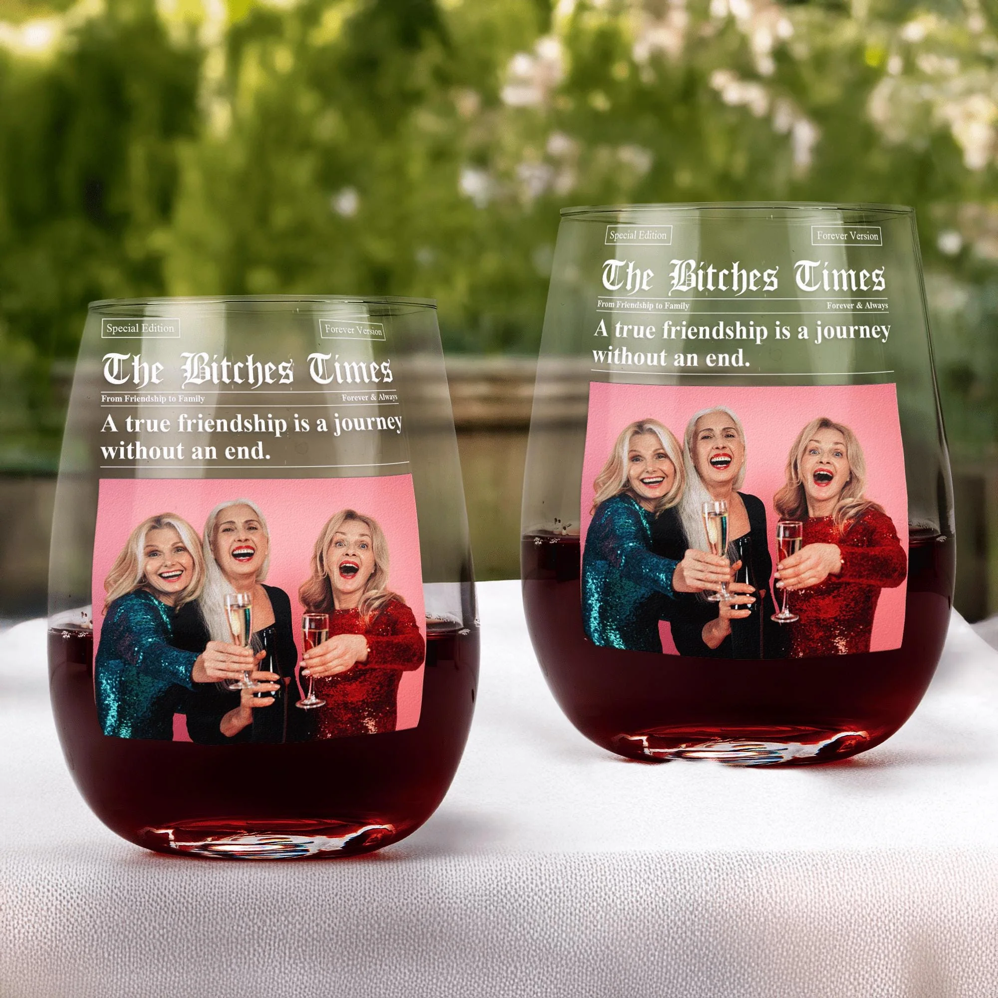 The Besties Times - Personalized Wine Glass, Newspaper Wine Glass Gift For Bestie BFF - Image 5