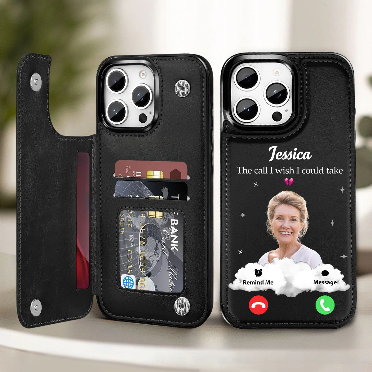 The Call I Wish I Could Take - Personalized Leather Flip Wallet Phone Case - Image 5
